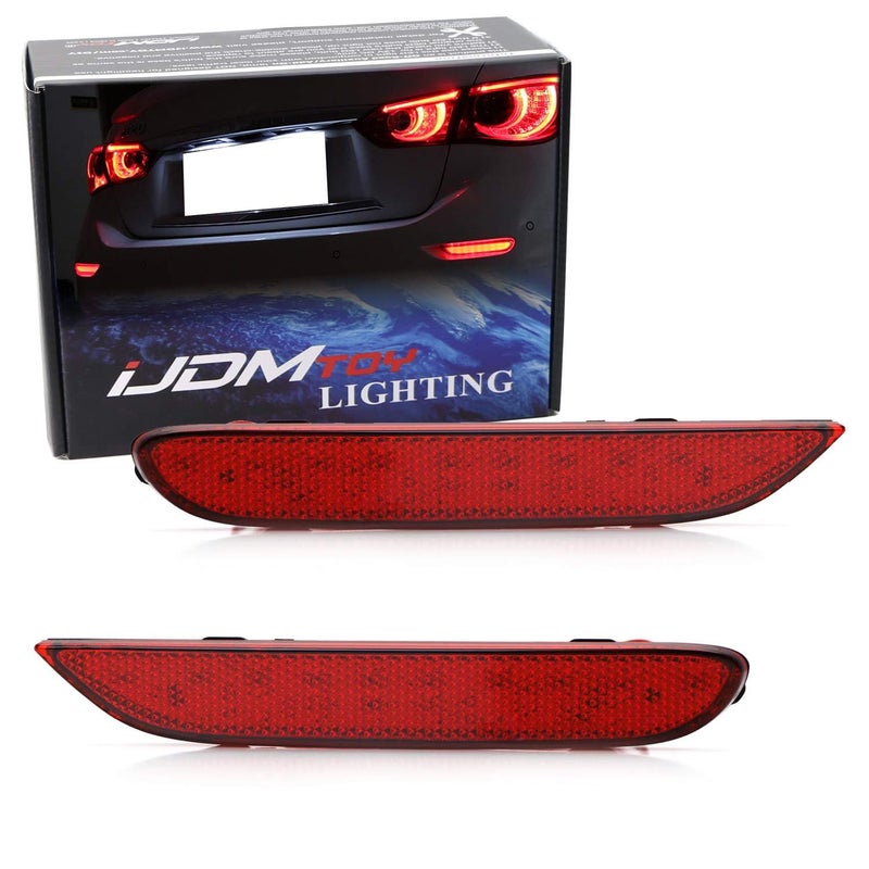 iJDMTOY OERed Lens 60SMD LED Bumper Reflector Lights Compatible With Infiniti Q50 QX60 QX80 Compatible With Nissan Altima Pathfinder Rogue etc Function as Tail Brake  Rear Fog Lamps